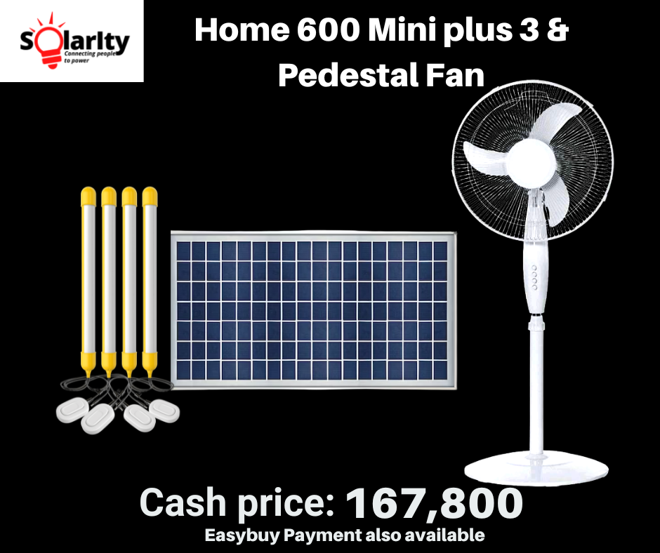 Sun King Home 600 Mini Plus 3 & Pedestal Fan - Solar Light System - Solarity